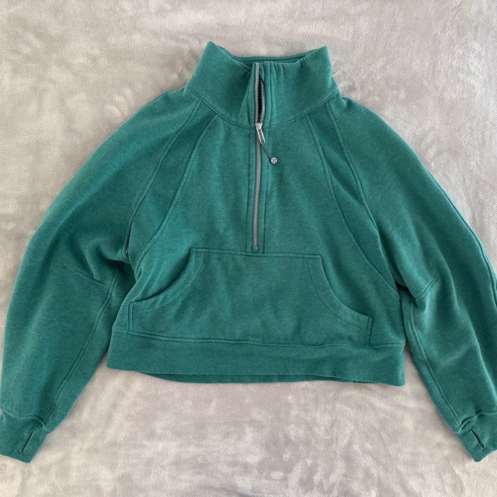 Lululemon scuba oversized Green funnel neck Half-Zip Pullover Sweatshirt